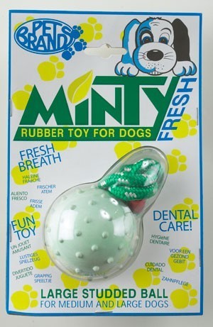 Minty Rubber Ball With Rope Large by Pet Brands Dog Toy - from Pet Shopper