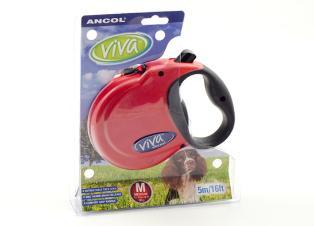 Ancol Viva 5m Retractable Dog Lead Medium Red