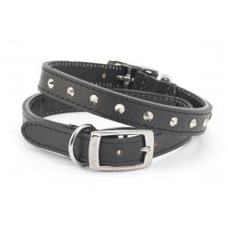 Studded Leather Dog Collar Black 28-36cm size 3