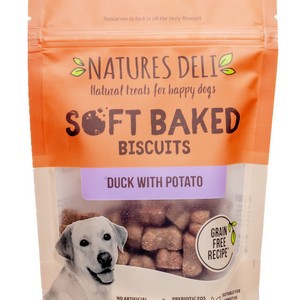 Natures Deli Grain Free Soft Baked Duck With Potato Dog Treats 100g x 12 packets