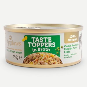 Applaws Taste Toppers Natural Wet Dog Food Chicken with Pumpkin Carrot & Peas in Broth x 12
