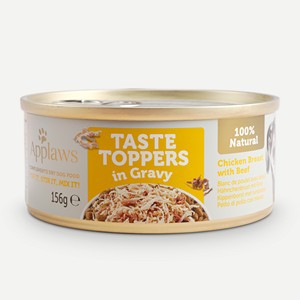 Applaws Taste Toppers Natural Wet Dog Food Chicken and Beef in Gravy 156g Tin x 12