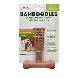 Bamboodles T-Bone Chew Toy for Dogs Small 4" Chicken Flavour