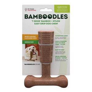 Bamboodles T-Bone Chew Toy for Dogs Medium 6" Chicken Flavour