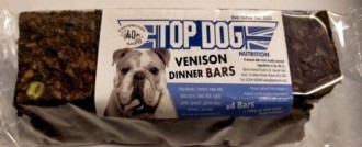 Burns Venison Top Dog Raw Dried Dinner Bars 4 pack