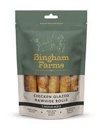 Bingham Farms Chicken Glazed Rawhide Rolls Medium 5pk x 10 packs