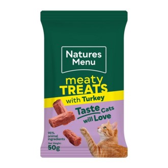 12 packets of Natures Menu Meaty Cat Treats Turkey 50g
